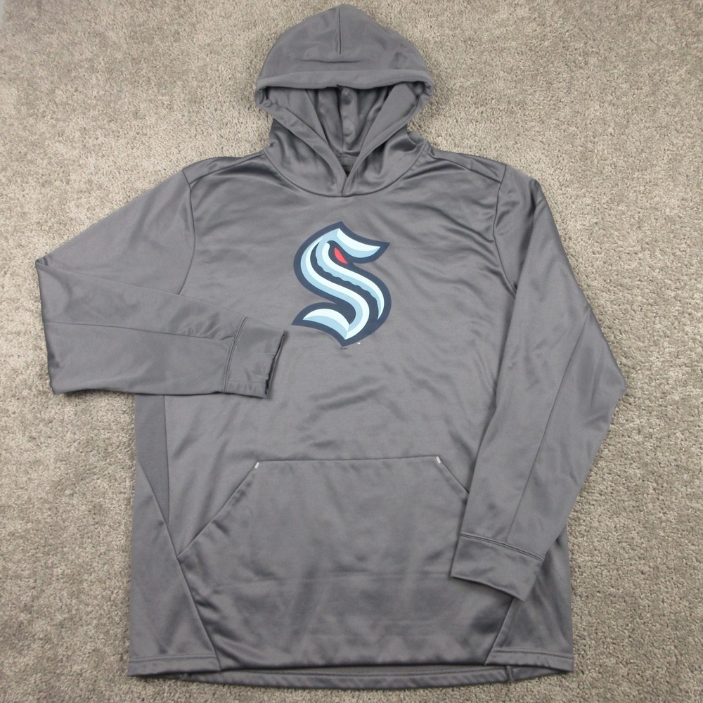 Seattle Kraken Sweater Mens XL Gray NHL Pro Fanatics Logo Hoodie Sweatshirt EUC